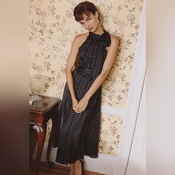Anthropologie x Sachin & Babi Polka Dot Halter Midi Dress - Picture 2 of 10